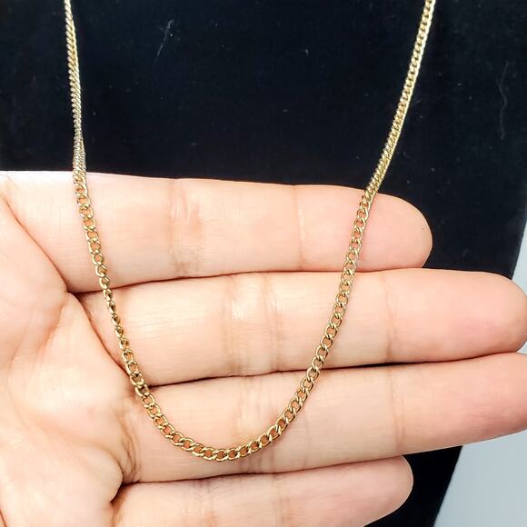 Vtg Gold Tone Chain Necklace Decorative Clasp 16" - Picture 2 of 4